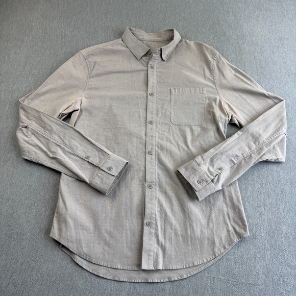Lemon Other - Lululemon Shirt Men XL Gray Stretch Long Sleeve Button Up Preppy Collard STAINED